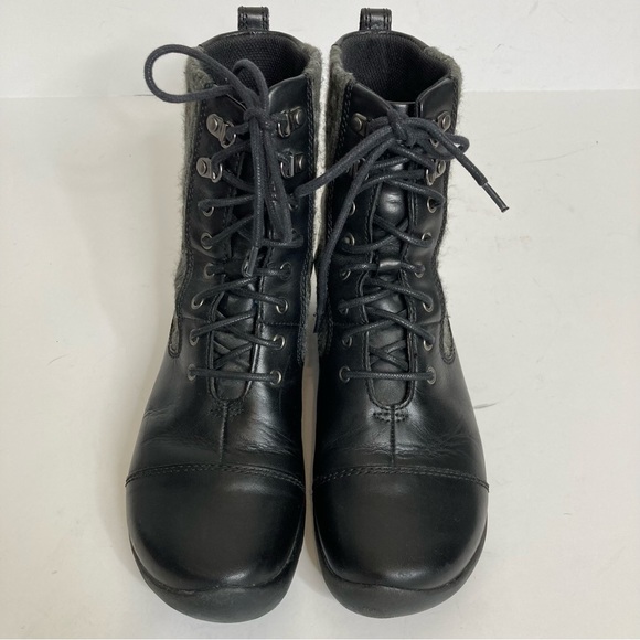 KEEN Bern Baby Bern Lace Up Leather Boots 8.5 Black Gray Comfort Prairie Western - Picture 3 of 15